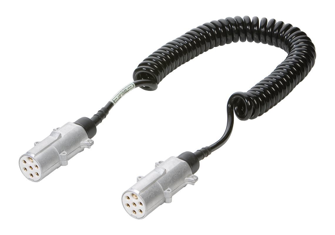 Câble spiralé pour remorques 24S + Fiches Métal - ISO 3731